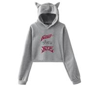 PHARCOYOU Stray Kids Ate Chk Chk Boom Merch - Sudadera con capucha y orejas de gato, manga larga, para mujer, gris, L