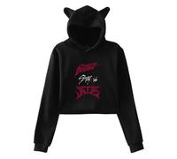 PHARCOYOU Stray Kids Ate Chk Chk Boom Merch - Sudadera con capucha y orejas de gato, manga larga, para mujer, Negro, L