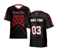PHARCOYOU Stray Kids Dominate World Tour 2025 - Camiseta de fútbol con cuello en V, manga corta, ropa de calle para mujer y hombre, camiseta deportiva, multicolor, S