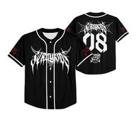 PHARCOYOU Stray Kids Dominate World Tour - Camiseta de béisbol con cuello en V y manga corta con botones para mujer y hombre, Negro, L