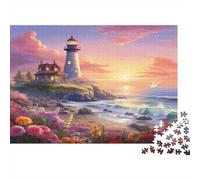 Phare en Bord de mer Style de peinture Coucher de soleil1000 Pièces, Puzzle Impossible Pour Adultes, Cadeaux, Pour Enfants38x26cm/1000pcs