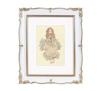 PHAREGE Portarretratos vintage de 8 x 10 pulgadas, oro blanco, 8 x 10 pulgadas, marco decorativo antiguo con paspartú para fotos de 5 x 7 pulgadas, elegante marco mate para escritorio o pared,