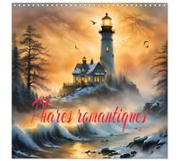 Phares romantiques (Calendrier mural carré 2026 30x30 cm) Calendrier double avec une page pour vos prises de notes: Des phares fascinants qui défient l'eau et le vent, générés par l'IA.