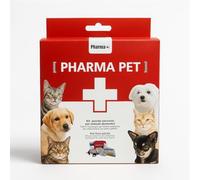 PHARMA+SPORT Kit Pharma Pet de primeros auxilios para mascotas | Pet Bag portátil para perros y gatos | Bolsa de bolsillo completa con gasas, parches, pinzas quitanieves y manta isotérmica