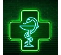 Pharmacy señal Serpiente y Grial de neón led luz nocturna farmacia placa de luz se puede colgar comerciales ventana delantera de la tienda luces de decoración luces(verde + azul hielo)