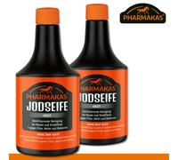 Pharmakas 2 x 500 ML Jodseife Agudo Pferd Herida Desinfección Lesión Strahlfäule