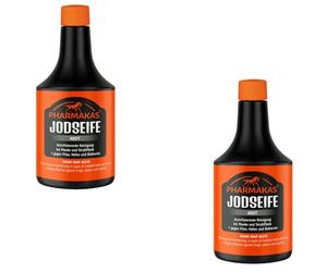 Pharmakas Jabón yodado Agudo | Paquete Doble | 2 x 500 ml | Jabón desinfectante para Caballos | Puede hidratar y Ayudar con Problemas de Piel | contra Hongos, levaduras, bacterias