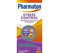 Pharmaton Stress Control Suplemento Alimenticio para Adultos | 100 Comprimidos | Alivio para tu estrés a lo largo del día | Adicionado con Ginseng G115 | Reforzado con citrato de Magnesio y Complejo B