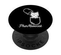 PharMeowcist Cute Cat Medicine Farmacia Farmacéutico PopSockets PopGrip Adhesivo