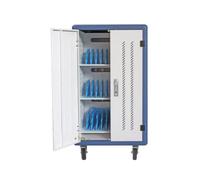 PHASAK Armario Rack de seguridad MONTADO con ruedas goma, 30 compart. para Portatil, Tablet y Smartphone branco/azul