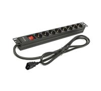 Regleta Phasak 8 Tomas Rack 19" Con Interruptor 2M Negro