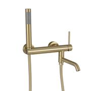 PHASAT Grifo de bañera con ducha de mano, Mezclador de bañera para caño giratorio de 90°, Grifo de pared monomando de ducha, Oro cepillado PTBG26E
