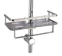 PHASAT Sin Taladrar Estante Ducha SUS304 Acero Inoxidable Estanterías Desmontable de baño sin Perforar con Dos Ganchos Organizador del cubículo de ducha - Adecuado para 19mm - 25mm Carril Redond
