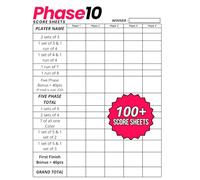 Phase 10 Score Sheets: Large Score Pages Book For Scorekeeping and track the Card Game