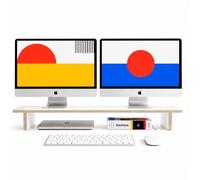 phase objects Soporte Monitor Escritorio de Madera Blanco 110 cm | Soporte Monitor Doble y Elevador Monitor para iMac y Mac | Ergonomía, Organización y Estética Premium para workspace moderno