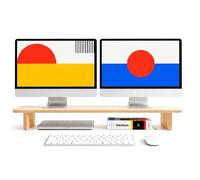 phase objects Soporte Monitor Escritorio de Madera de Abedul 110 cm | Soporte Monitor Doble y Elevador Monitor para iMac y Mac | Ergonomía, Organización y Estética Premium para workspace moderno
