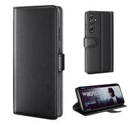 phase9 Funda de piel auténtica para Samsung Galaxy A17 / A17 5G, funda de piel con tapa, funda protectora con ranuras para tarjetas, función atril, color negro