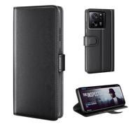 phase9 Funda de piel auténtica para Xiaomi 13T / 13T Pro, funda de piel con tapa, tarjetero y función atril, color negro