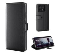 phase9 Funda de piel auténtica para Xiaomi 14T Pro, funda de piel con tapa, tarjetero y función atril, color negro