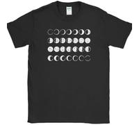 Phases of The Moon T-Shirt Astrological Lunar Effect Trendy Eclipse tee Black L