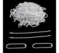PHasz 100 Piezas Cadenas de Cuentas de Bolas Blancas de 2,4 mm, Cadena Ajustable de Cuentas de Metal para Etiquetas de Bricolaje y proyectos de Manualidades,Length 15cm