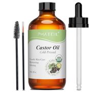 PHATOIL Aceite de Ricino Bio 118ML - Castor Oil 100% Natural Puro - Prensado en Frío - Aceite para el Cabello, Pestañas, Cejas, Uñas, Barba, Pipetas + Cepillo para Cejas + Cepillo para Pestañas