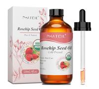 PHATOIL Aceite de Rosa Mosqueta Bio 118ML, Rosehip Seed Oil 100% Puro Natural - Prensado en Frío - Vegano - Sin Hexano - Aceite Hidratante para el Cuidado de la Piel, Cabello, Cuerpo, Uñas, Masajes