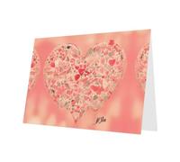 PHAYAH 10 hojas de tarjetas de día festivo con diseño de corazón y flores, sobre rosa, adecuadas como tarjetas de invitación de aniversario de boda y fiesta