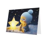 PHAYAH 10 hojas de tarjetas navideñas con diseño de estrellas y fantasía, sobre azul, adecuadas como tarjetas de invitación de aniversario de boda y fiesta