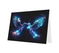 PHAYAH 10 hojas de tarjetas navideñas con diseño de pájaro rodeado de luz de estrellas, sobre blanco, adecuadas como tarjetas de invitación de aniversario de boda y fiesta