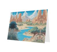 PHAYAH 10 hojas de tarjetas navideñas de Oasis In The Desert, sobre rosa, adecuadas como tarjetas de invitación de aniversario de boda y fiesta