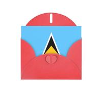 PHAYAH 10 tarjetas de felicitación en blanco con diseño de bandera de Santa Lucía con sobres rojos para Navidad, aniversarios de boda e invitaciones de fiesta