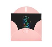 PHAYAH 10 tarjetas navideñas coloridas con patrón de música, ideales para Navidad, aniversarios de boda e invitaciones de fiesta a juego con sobres rosas