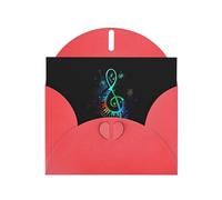 PHAYAH 10 tarjetas navideñas coloridas con patrón de música, ideales para Navidad, aniversarios de boda e invitaciones de fiesta, sobres rojos a juego