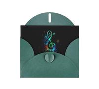 PHAYAH 10 tarjetas navideñas coloridas con patrón de música, ideales para Navidad, aniversarios de boda e invitaciones de fiesta a juego con sobres verde oscuro