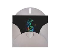 PHAYAH 10 tarjetas navideñas coloridas con patrón de música, ideales para Navidad, aniversarios de boda e invitaciones de fiesta, sobres grises a juego