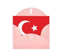 PHAYAH 10 tarjetas navideñas con diseño de bandera de Turquía, ideales para Navidad, aniversarios de boda e invitaciones de fiesta, sobres rosas a juego