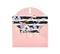 PHAYAH 10 tarjetas navideñas con diseño de flores a rayas y mariposas, ideales para Navidad, aniversarios de boda e invitaciones de fiesta, sobres rosas a juego