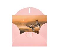 PHAYAH 10 tarjetas navideñas con diseño de pato de pintura al óleo, ideales para Navidad, aniversarios de boda e invitaciones de fiesta, sobres rosas a juego
