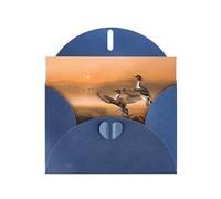 PHAYAH 10 tarjetas navideñas con diseño de pato de pintura al óleo, ideales para Navidad, aniversarios de boda e invitaciones de fiesta, sobres azules a juego