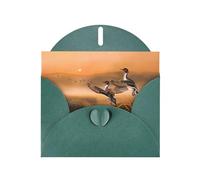PHAYAH 10 tarjetas navideñas con diseño de pato de pintura al óleo, ideales para Navidad, aniversarios de boda e invitaciones de fiesta a juego, sobres verdes oscuros