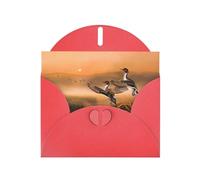 PHAYAH 10 tarjetas navideñas con diseño de pato de pintura al óleo, ideales para Navidad, aniversarios de boda e invitaciones de fiesta, sobres rojos a juego