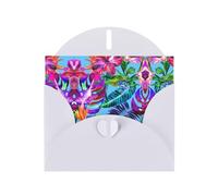 PHAYAH 10 tarjetas navideñas con diseño de plantas tropicales de flores rosas, ideales para Navidad, aniversarios de boda e invitaciones de fiesta, sobres blancos a juego