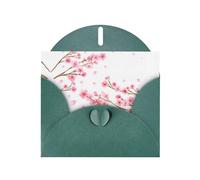 PHAYAH 10 tarjetas navideñas con patrón de flor de ciruelo e ideales para Navidad, aniversarios de boda e invitaciones de fiesta a juego con sobres verde oscuro