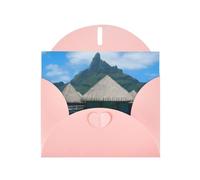 PHAYAH 10 tarjetas navideñas con patrón de playa de Tahití e ideales para Navidad, aniversarios de boda e invitaciones de fiesta, sobres rosas a juego