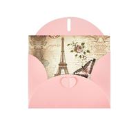 PHAYAH 10 tarjetas navideñas vintage de la Torre Eiffel de París con diseño de mariposa, ideales para Navidad, aniversarios de boda e invitaciones de fiesta, sobres rosas a juego