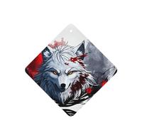 Phayah 4 ambientadores cuadrados para colgar en el coche, con diseño de cabeza de lobo goteando sangre, aroma de lavanda, para tableta, armario, zapatos, clóset