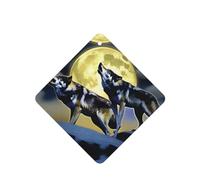 Phayah 4 ambientadores cuadrados para colgar en el coche, diseño de dos lobos silbando en la luna, fragancia cuadrada para colgar en la tableta, armario, zapatos, clóset