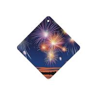 Phayah 4 ambientadores cuadrados para colgar en el coche, diseño de fuegos artificiales en el cielo, aroma a lavanda