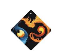 Phayah 4 ambientadores cuadrados para colgar en el coche, diseño de símbolo de fuego y agua, aroma a lavanda, para tableta, armario, zapatos, armario